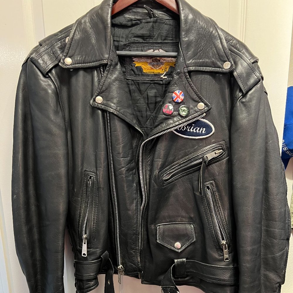 Brian Setzer Tribute, Black Leather Motorcycle Jacket